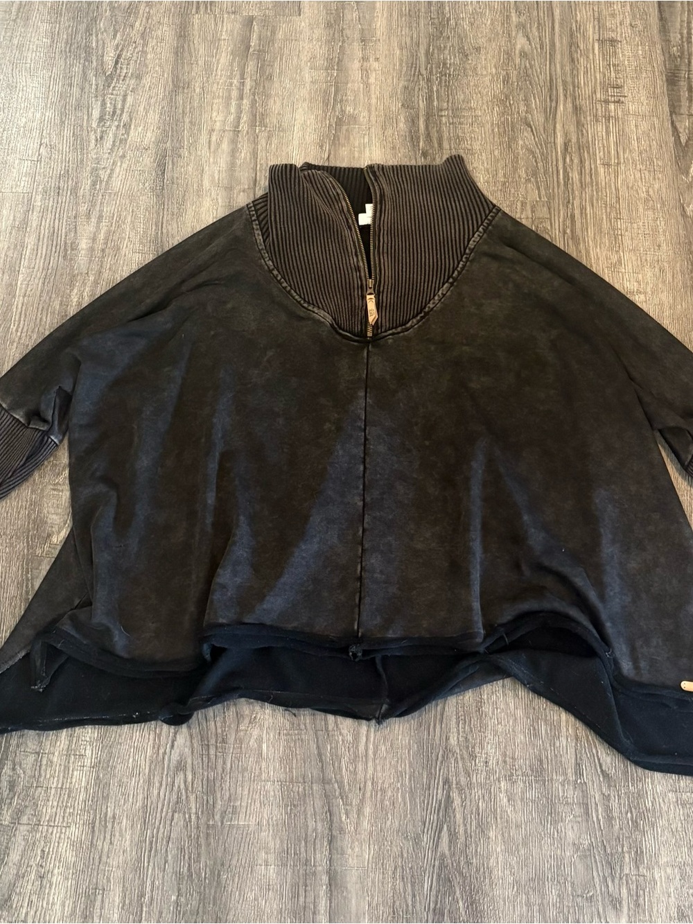 BKE Black Funnel Neck Zip Pullover